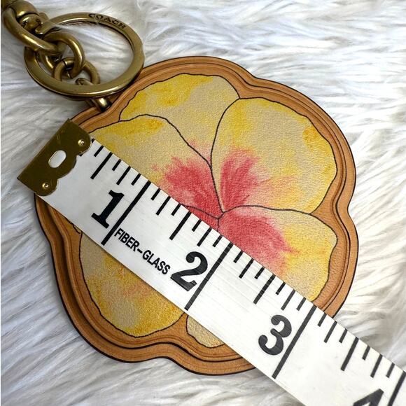 Coach X Koki Leather Hibiscus Flower Key Fob Chain Keychain Bag Charm - Picture 8 of 8